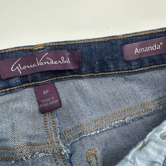 Gloria Vanderbilt Amanda Straight Leg Women's size 6P Dark Blue Denim Jeans - Picture 3 of 5